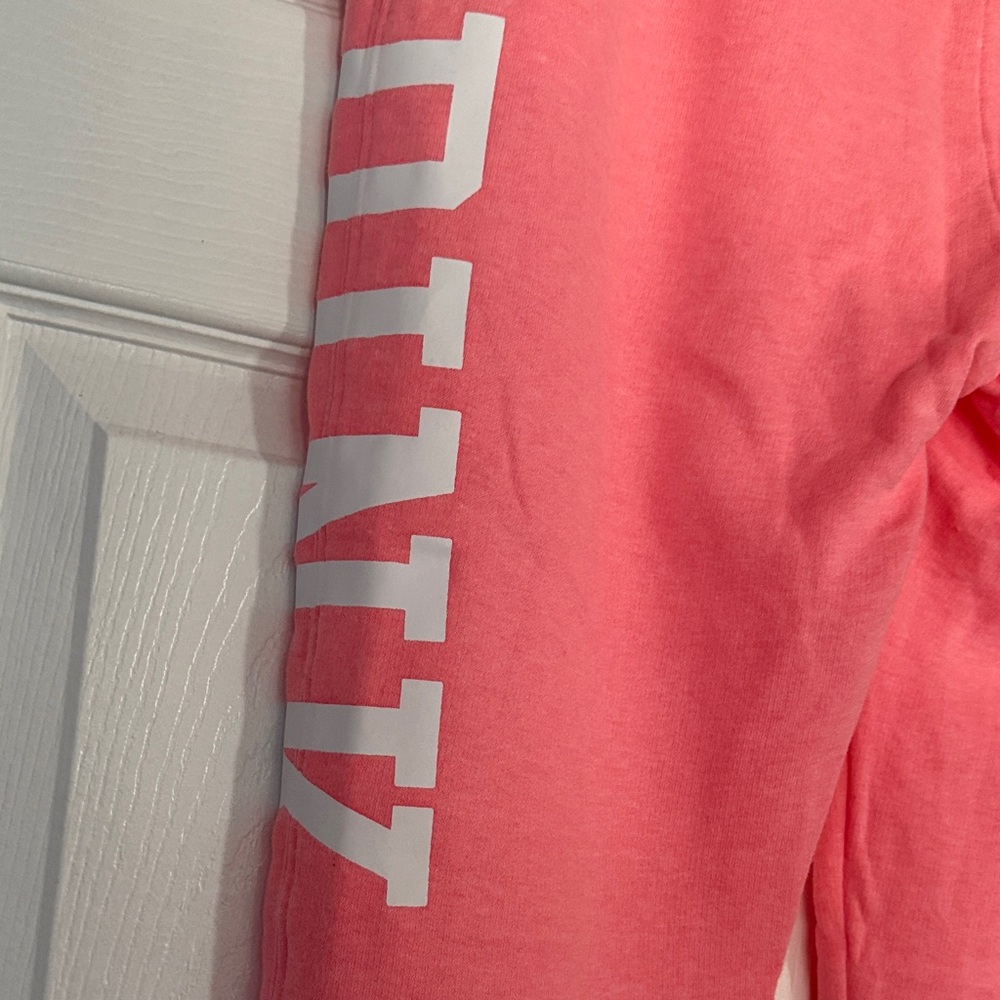PINK Victoria's Secret Coral Pink Joggers with White Logo - Picture 7 of 7